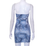 New Printed One-shoulder Street Casual Bag Hip Dress