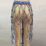Fashion High Waist Hollow Denim Skirt