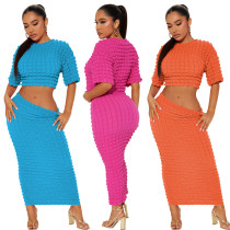 Sexy Fashion Round Neck Mid-length Dress Two-piece Set