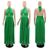 Sexy Backless Pleated Slip Dress