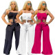 Popular Casual Fashion Summer Solid Color Wide-leg Pants Two-piece Set