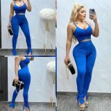 Sexy Body Leisure Solid Color Lace-up Two-piece Set