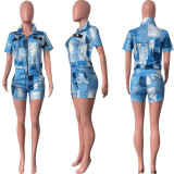 Summer New Fashion Casual Print Suit