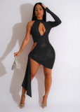 Sexy Fashion Wrap Chest Slit Single Sleeve Dress