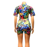 Printed Fashion Casual Short-sleeved Two-piece Suit