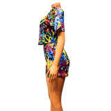 Printed Fashion Casual Short-sleeved Two-piece Suit