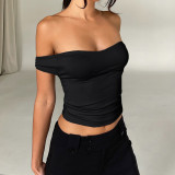 Fashion Sexy Solid Color Lace-up Non-slip Tube Top Halter Top