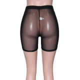 Sexy See-through Mesh Yarn High Waist Hip-lifting Sports Casual Pants