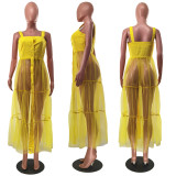 New Sexy Suspender Mesh Stitching Dress