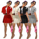 Fashion Baseball Uniform Sexy Pleated Skirt Two Piece Set