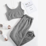 Plush Casual Vest And Trousers Sports Two-piece Suit