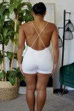 Sexy Casual Slim Backless Solid Color Suspender Jumpsuit Shorts
