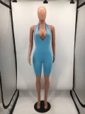Sexy Deep V Backless Solid Color Jumpsuit