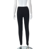 New Solid Color Casual High Waist Tight Sports Trousers