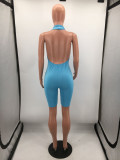 Sexy Deep V Backless Solid Color Jumpsuit