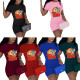 Fashion Casual Sports Cartoon Printing Solid Color Two-piece Set