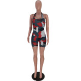 Camouflage Print Halterneck Sexy Casual Jumpsuit