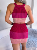 Trendy Gradient Navel Top and Hip Skirt Set