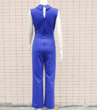 Fashion Button V-Neck Sleeveless Slim Fit Jumpsuit