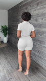 Fashion Shirt Short Sleeve Shorts Solid Color Two-piece Set