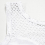 Hollow Mesh See-through Sexy Stitching Vest And Trousers Two-piece Set
