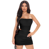Fashion Tube Top Mesh Double-layer Splicing Sexy Two-piece Suit