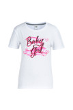 Printed Letters Women's Round Neck T-shirt Short Sleeves