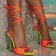 Lace-up Color-block Fish Mouth High-heeled Sandals