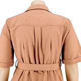 New Solid Color Short-sleeved Shirt Dress