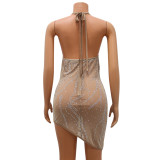 Sexy Net Yarn Ironing Drill See-through Suspender Dress