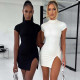 Summer New High-necked Sexy Backless Temperament Tie Dress