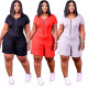Fashion Casual Zipper Solid Color Jumpsuit