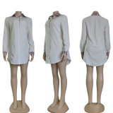 Fashion Solid Color Casual Plaid Shirt Dress