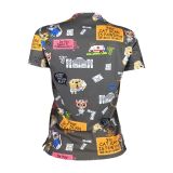 Alphabet Cartoon Anime V-Neck Pocket Slit T-Shirt Tops
