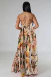 Women's Fashion Printed Long Slip Dress