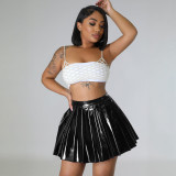 Spring And Summer Ice Silk Bronzing Sexy Pleated Skirt