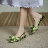 Fashion Pointed Bowknot Fabric Buckle Flat Shoes