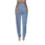 Women's Eyelet Lace-Up Slim Jeans