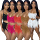 Sexy Sheer Knit Fringe Beach Shorts Set