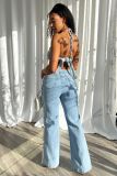 Women's Ripped Jeans Trousers Set