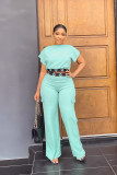 Summer Solid Color All-match Loose Straight Trousers Two-piece Set