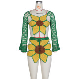 Fashion Sexy Hand Crochet Sunflower Suit