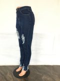 New All-match Slim Sexy High Elastic Ripped Denim Trousers