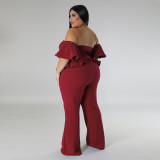 Sexy Strapless Short-sleeved Wide-leg Elastic Jumpsuit