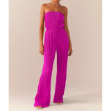 Sexy Comfortable Pleated Chest Wide-leg Jumpsuit