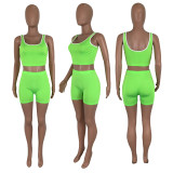 Fashion Sexy Sports Solid Color Vest Shorts Set