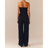 Sexy Comfortable Pleated Chest Wide-leg Jumpsuit