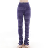 Fashion Woolen Stripes Sexy Slim Pants