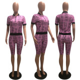 Fashion Print Short-sleeved Shorts Two-piece Set