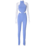 Summer New Solid Color Hanging Neck Tops Pants Casual Suit